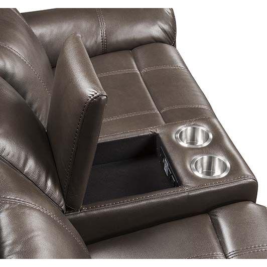 Calgary Furniture Emporium Lydia Reclining Leather Air Loveseat with Console LV00655 IMAGE 6