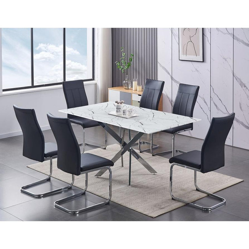 IFDC Dining Table with Glass Top and Pedestal Base T 1442 IMAGE 2