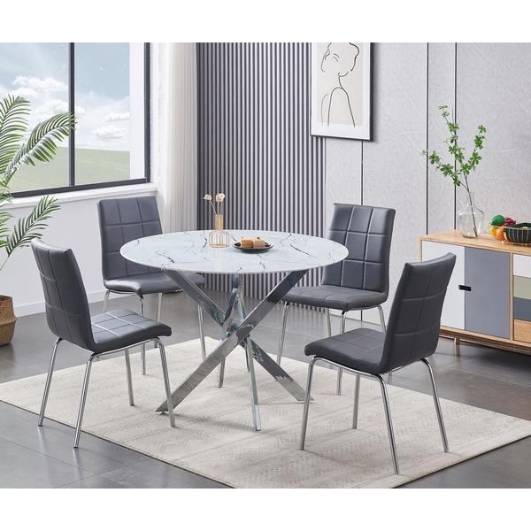 IFDC Round Dining Table with Glass Top and Pedestal Base T 1445 IMAGE 2