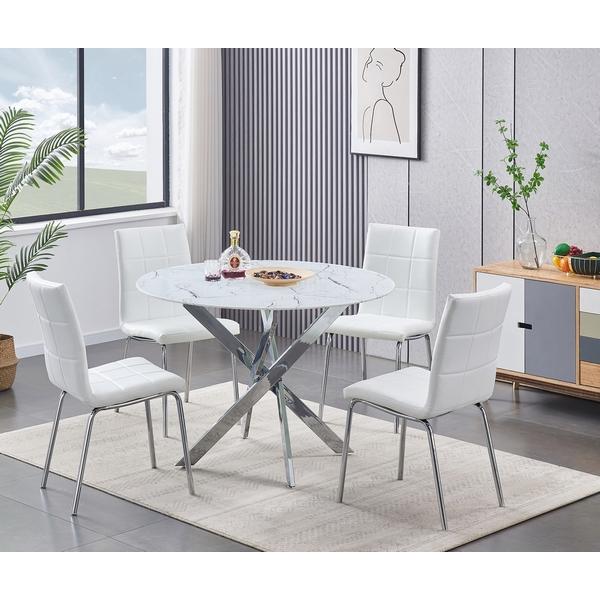 IFDC Round Dining Table with Glass Top and Pedestal Base T 1445 IMAGE 3