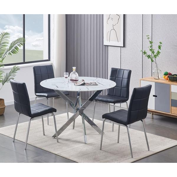 IFDC Round Dining Table with Glass Top and Pedestal Base T 1445 IMAGE 4