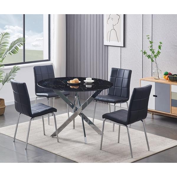 IFDC Round Dining Table with Glass Top and Pedestal Base T 1446 IMAGE 3