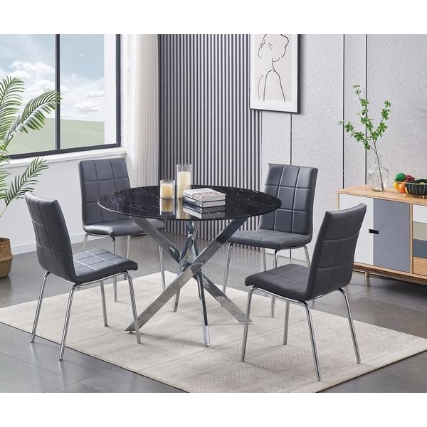 IFDC Round Dining Table with Glass Top and Pedestal Base T 1446 IMAGE 4