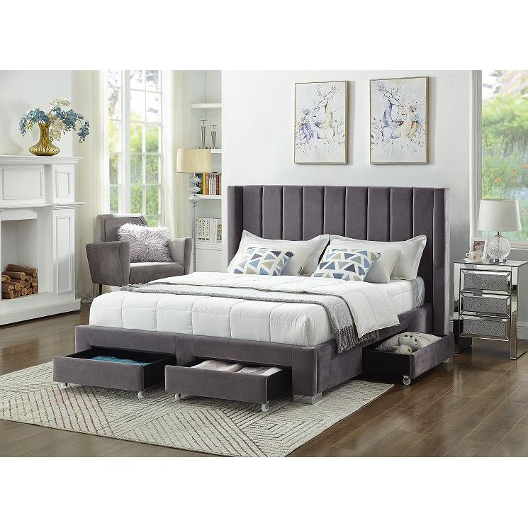 IFDC King Upholstered Platform Bed with Storage IF 5310 - 78 IMAGE 2