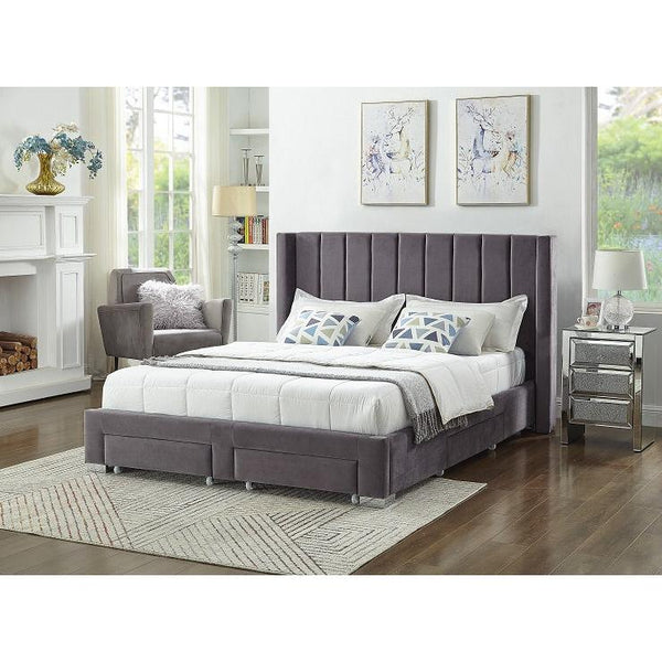 IFDC Queen Upholstered Platform Bed with Storage IF 5310 - 60 IMAGE 1