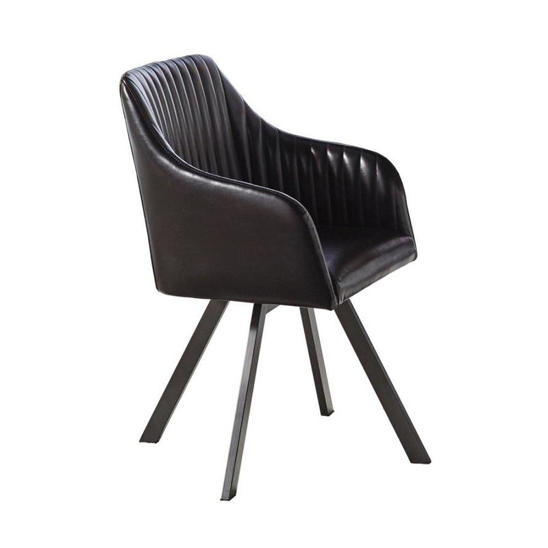 Coaster Furniture Arika 193372BLK Leatherette Upholstered Swivel Dining Arm Chair - Black IMAGE 1