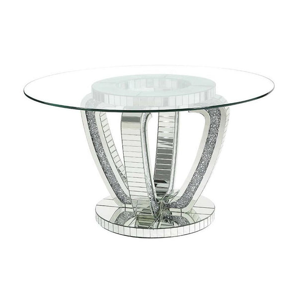 Calgary Furniture Emporium Noralie Dining Table with Glass Top and Pedestal Base DN00717 IMAGE 1
