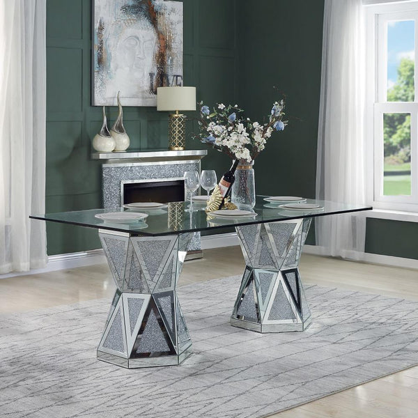 Calgary Furniture Emporium Noralie Dining Table with Glass Top and Pedestal Base DN00722 IMAGE 1