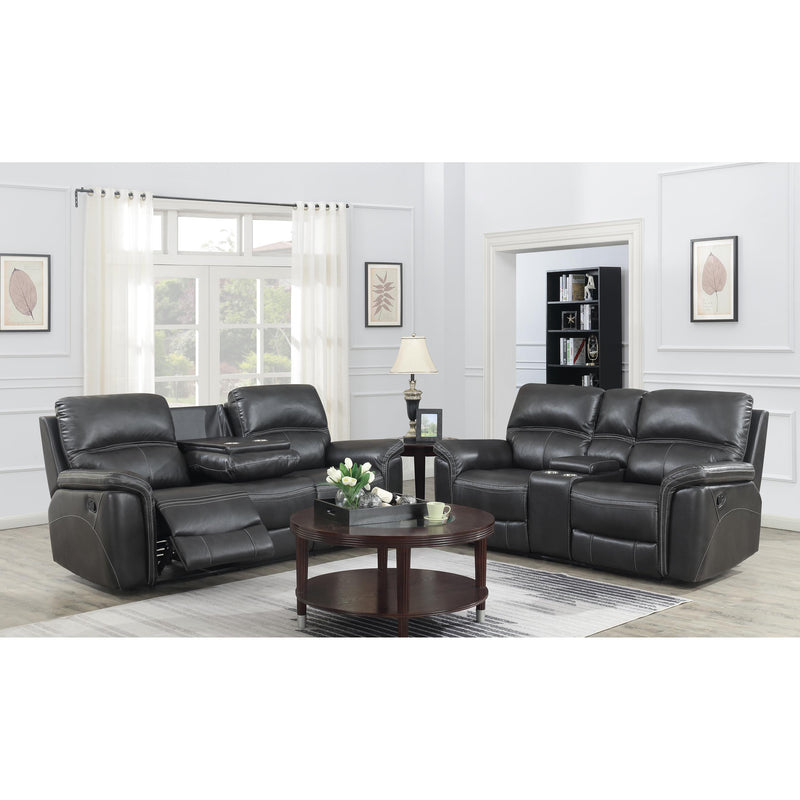 Calgary Furniture Emporium Lousiana Power Reclining Leather Air Sofa 8299 S GR IMAGE 2