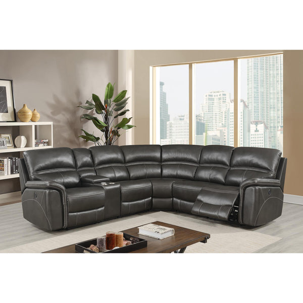 Calgary Furniture Emporium Lousiana Power Reclining Leather Air 6 pc Sectional 8299A-LAF-GR/8299A-C-GR/8299A-RC-GR/8299A-WED-GR/8299A-RC-GR/8299A-LAF-GR IMAGE 1
