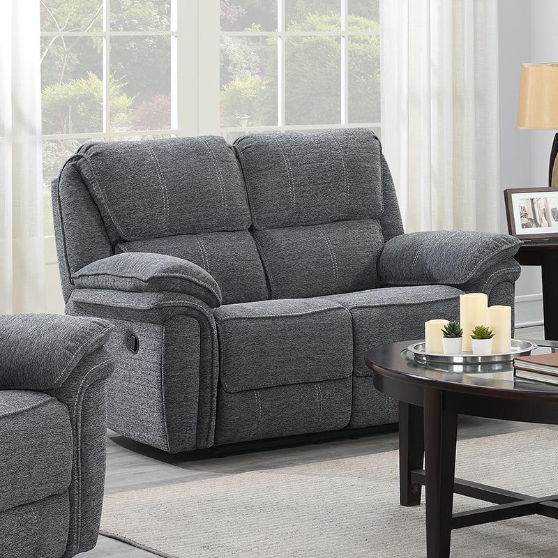 Calgary Furniture Emporium Reclining Fabric Loveseat 5587 L GR IMAGE 1