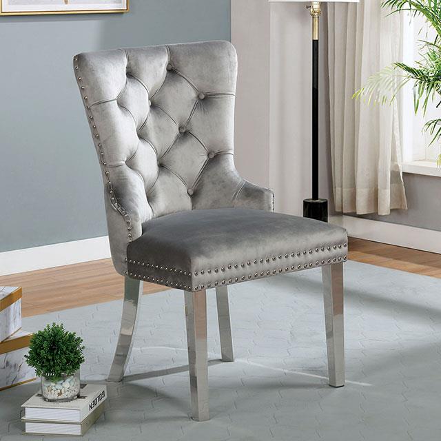 Furniture of America Jewett CM-AC261GY-2PK Wingback Chair (2/CTN) IMAGE 1