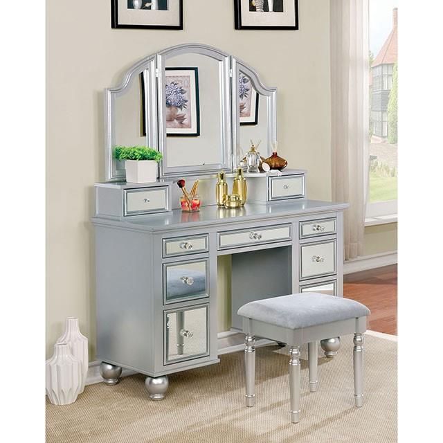 Furniture of America Tracy CM-DK6162SV Vanity w/ Stool IMAGE 1