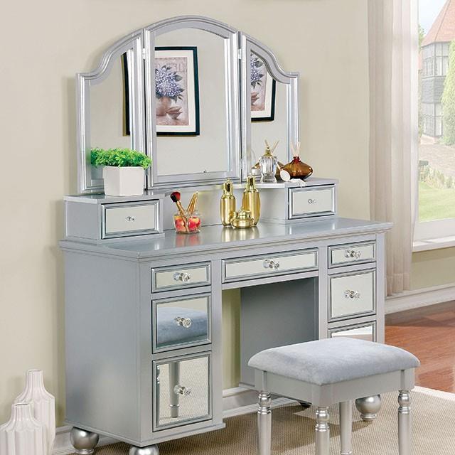 Furniture of America Tracy CM-DK6162SV Vanity w/ Stool IMAGE 2