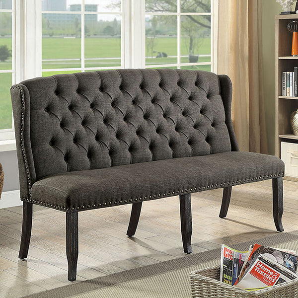 Furniture of America Sania CM3324BK-GY-BNL 3-Seater Love Seat Bench IMAGE 1