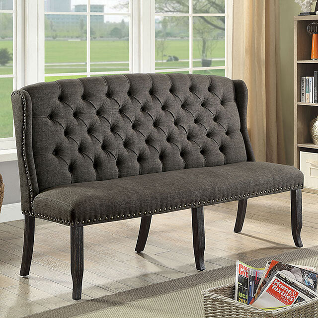 Furniture of America Sania CM3324BK-GY-BNL 3-Seater Love Seat Bench IMAGE 1