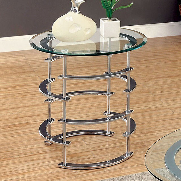 Furniture of America Clonmel CM4359CRM-E End Table, Chrome IMAGE 1