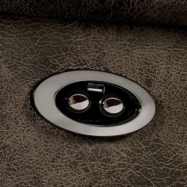 Furniture of America Tredegar Power Reclining Leather Loveseat with Console CM6083-LV-PM IMAGE 3