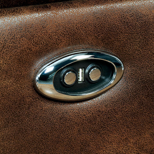 Furniture of America Chantoise Power Leather Look Recliner CM6228BR-CH IMAGE 3