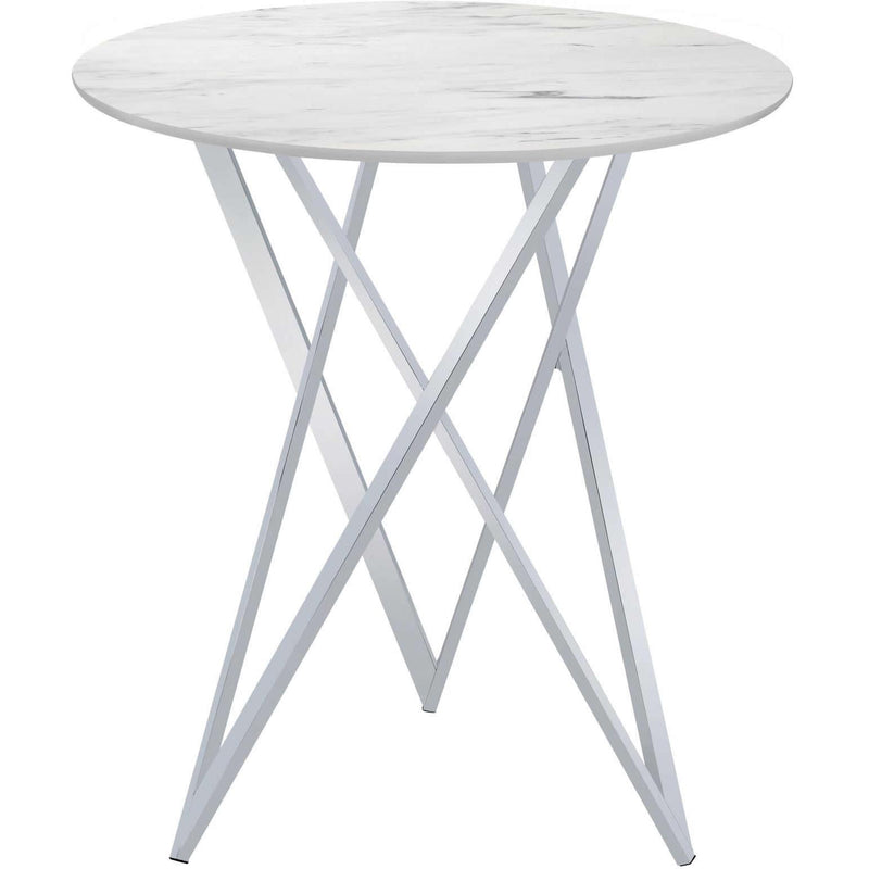 Coaster Furniture Bexter 183526 Round 35-inch Faux Marble Bistro Bar Table - Chrome IMAGE 2