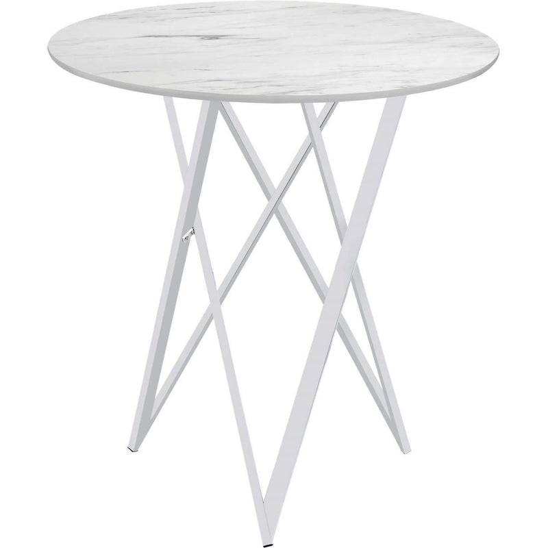 Coaster Furniture Bexter 183526 Round 35-inch Faux Marble Bistro Bar Table - Chrome IMAGE 3