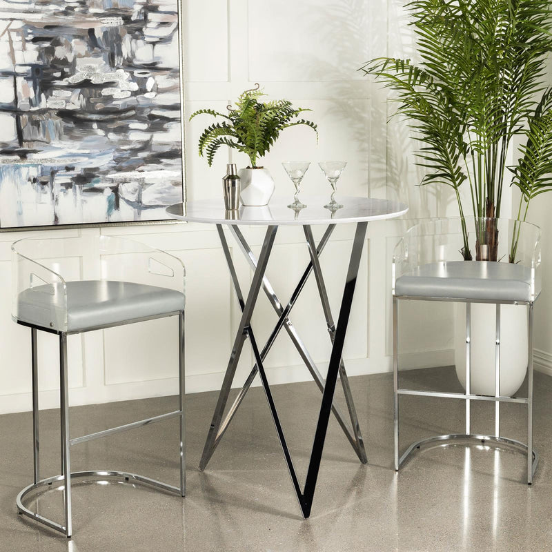 Coaster Furniture Bexter 183526 Round 35-inch Faux Marble Bistro Bar Table - Chrome IMAGE 5