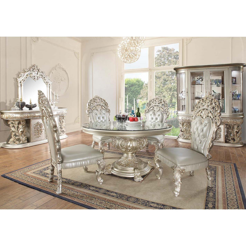 Calgary Furniture Emporium Round Sandoval Dining Table with Glass Top and Pedestal Base DN01493 IMAGE 3