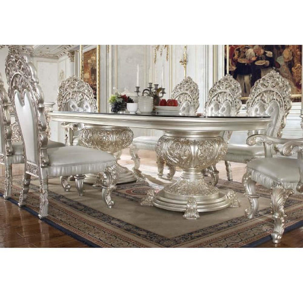 Calgary Furniture Emporium Oval Sandoval Dining Table with Glass Top and Pedestal Base DN01494 IMAGE 1