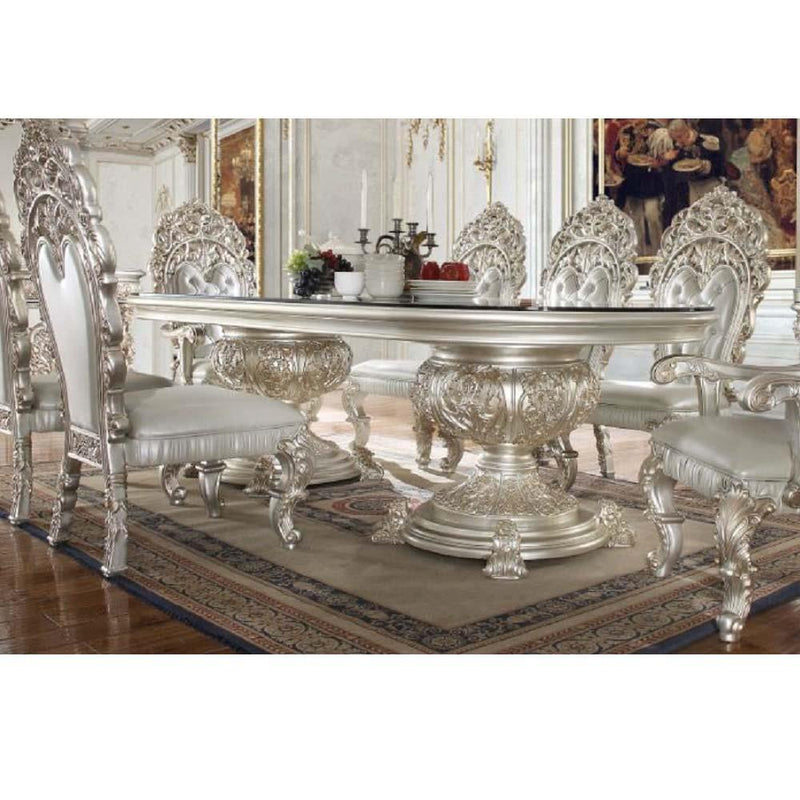 Calgary Furniture Emporium Oval Sandoval Dining Table with Glass Top and Pedestal Base DN01494 IMAGE 1