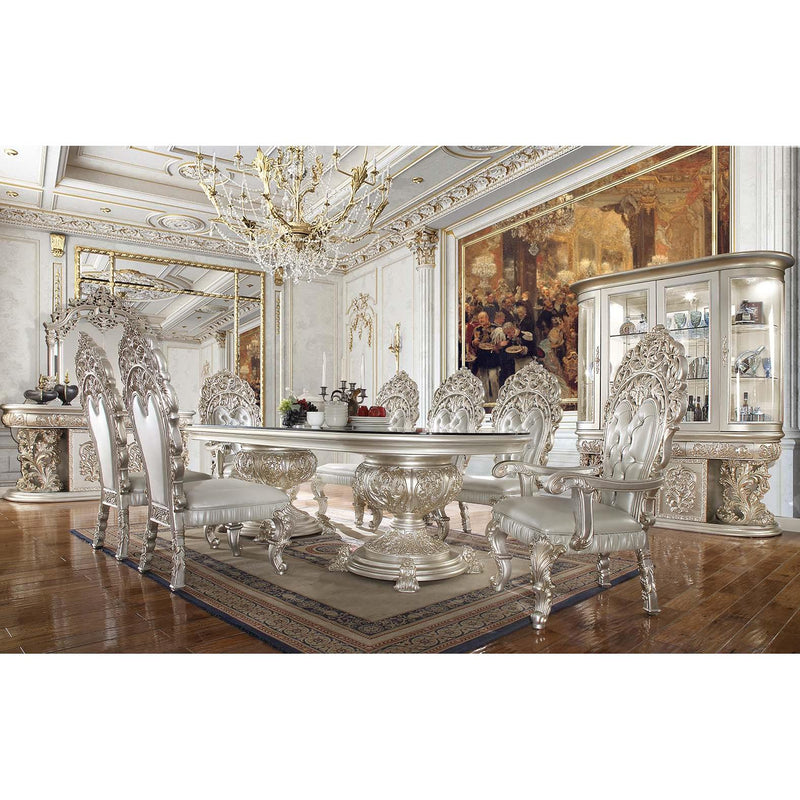 Calgary Furniture Emporium Oval Sandoval Dining Table with Glass Top and Pedestal Base DN01494 IMAGE 3