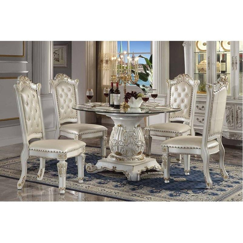 Calgary Furniture Emporium Round Vendome Dining Table with Glass Top and Pedestal Base DN01524 IMAGE 2