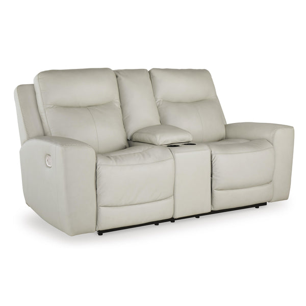  Signature Design by Ashley Mindanao U5950518C Power Reclining Loveseat with Console and Adjustable Headrest IMAGE 1