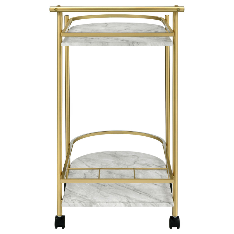 Coaster Furniture Desiree 181377 2-tier Faux Marble Shelf Metal Bar Cart - Gold IMAGE 6