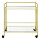 Coaster Furniture Cara 181381 2-tier Rectangular Glass Shelf Metal Bar Cart - Brass IMAGE 2