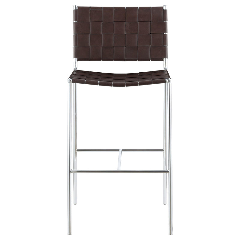 Coaster Furniture Adelaide 183584 Upholstered Pub Height Bar Stool - Brown and Chrome IMAGE 2