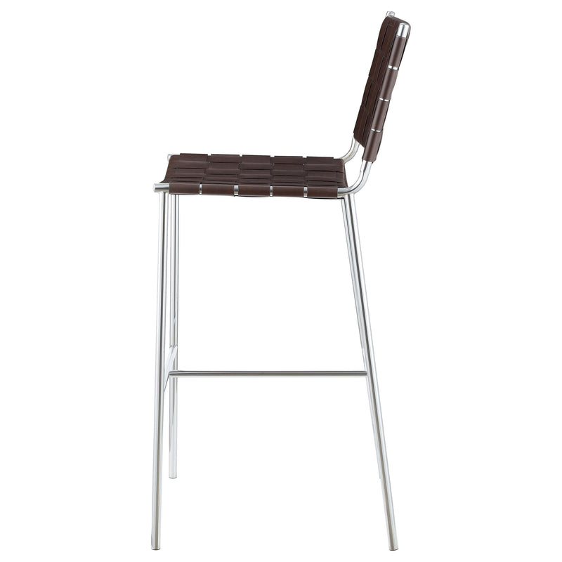 Coaster Furniture Adelaide 183584 Upholstered Pub Height Bar Stool - Brown and Chrome IMAGE 4
