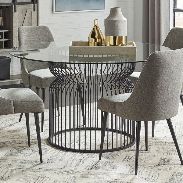 Coaster Furniture Granvia 193511BG Round 54-inch Glass Top Metal Dining Table - Gunmetal IMAGE 1