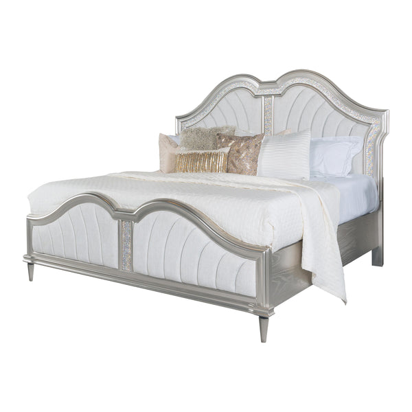 Coaster Furniture Evangeline 223391KE Wood Eastern King LED Panel Bed - Silver Oak IMAGE 1