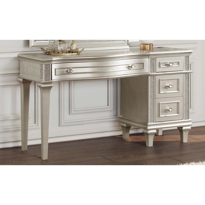 Coaster Furniture Evangeline 223397 4-Drawer Vanity Desk Makeup Table - Silver Oak IMAGE 2