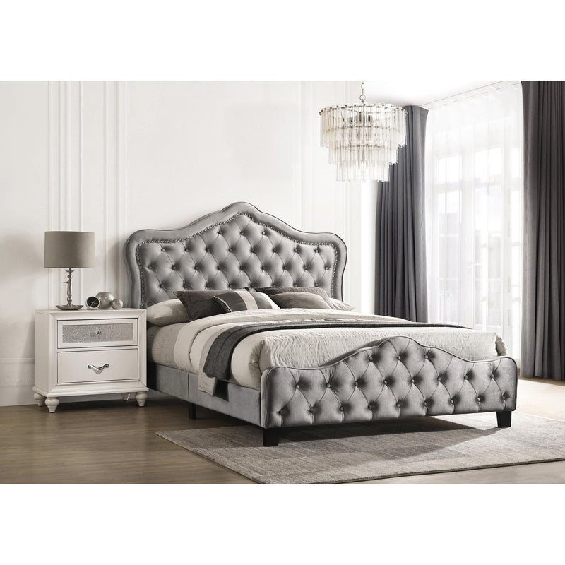Coaster Furniture Bella 315871KW Upholstered California King Panel Bed - Grey IMAGE 2