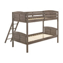 Coaster Furniture Flynn 400808 Wood Twin Over Twin Bunk Bed - Weathered Brown IMAGE 2