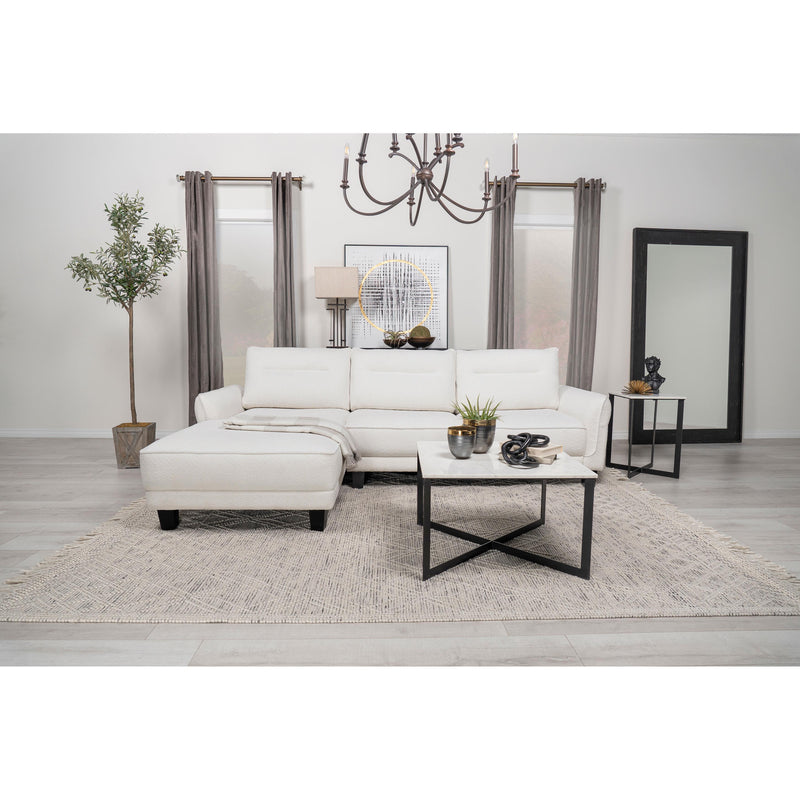 Coaster Furniture Caspian 509550 Upholstered Curved Arm Chaise Sectional Sofa - White IMAGE 14
