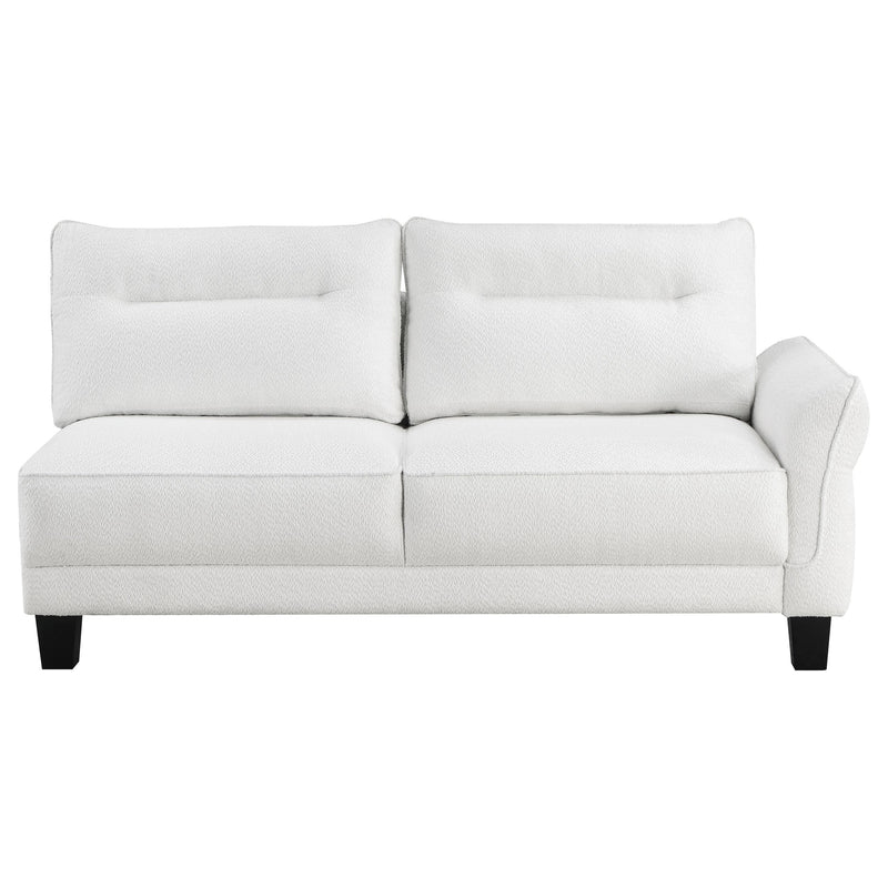 Coaster Furniture Caspian 509550 Upholstered Curved Arm Chaise Sectional Sofa - White IMAGE 6