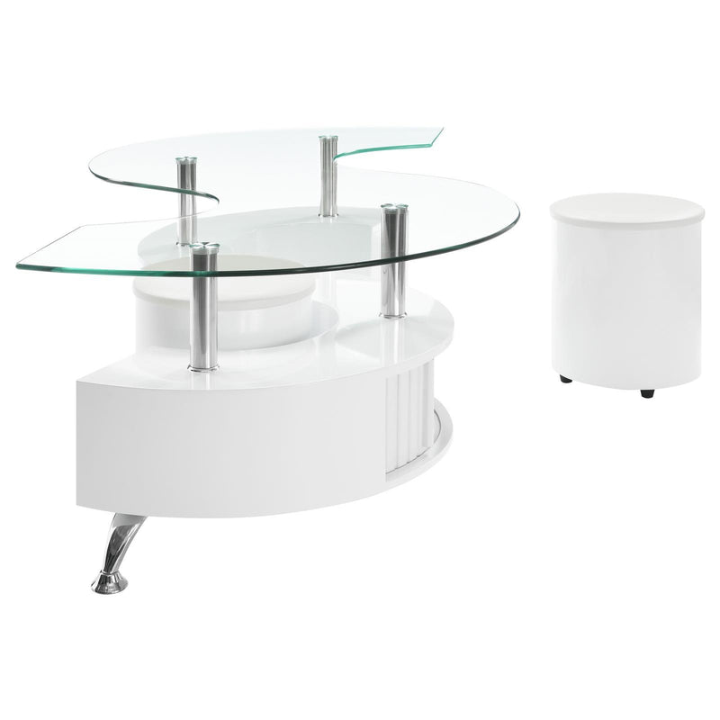 Coaster Furniture Buckley 703400 3-piece Coffee Table and Stools Set - White High Gloss IMAGE 5