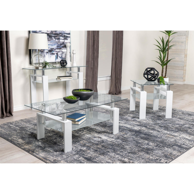 Coaster Furniture Dyer 703439 Rectangular Glass Top Entryway Sofa Console Table - White IMAGE 6