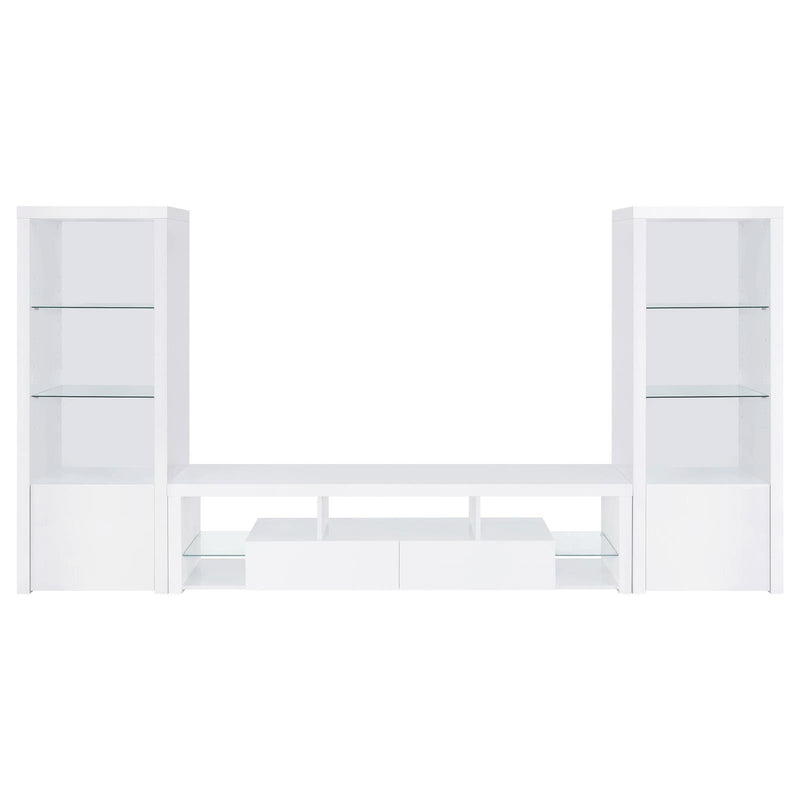 Coaster Furniture Jude 704254 3-shelf Engineered Wood Media Tower - High Gloss White IMAGE 10
