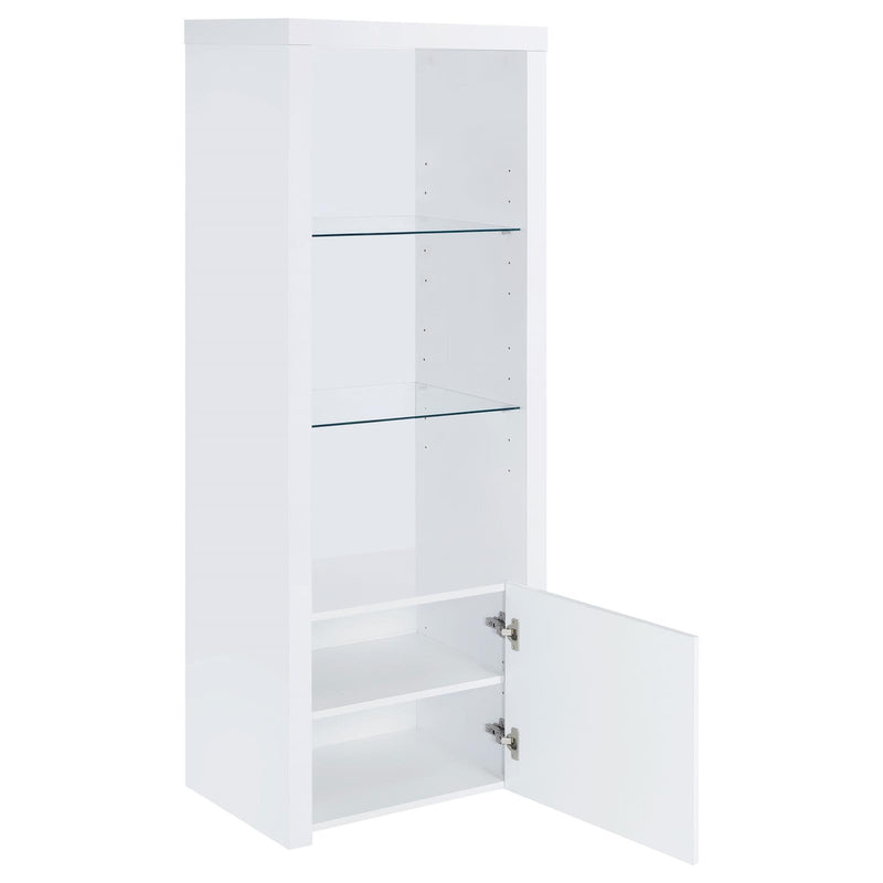 Coaster Furniture Jude 704254 3-shelf Engineered Wood Media Tower - High Gloss White IMAGE 3