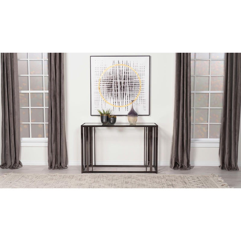 Coaster Furniture Adri 708359 Glass Top Entryway Sofa Console Table - Black Nickel IMAGE 2
