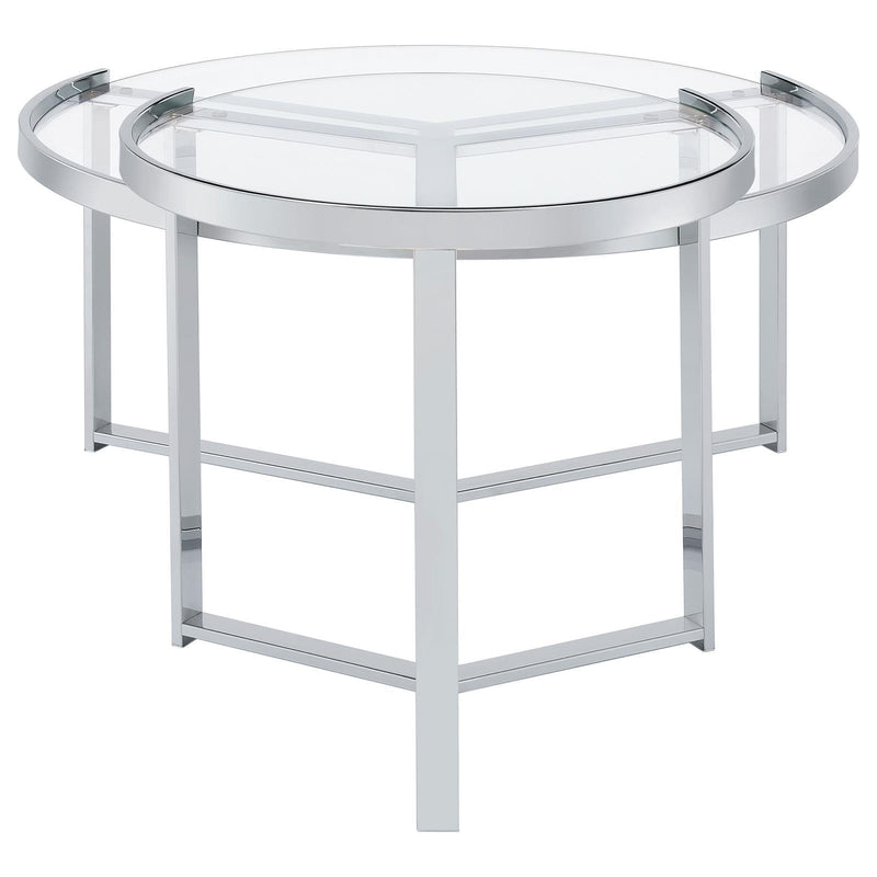 Coaster Furniture Delia 708400 2-Piece Round Glass Top Nesting Coffee Table - Chrome IMAGE 7