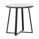 Coaster Furniture Hugo 723237 Round Faux Marble End Table - White and Matte Black IMAGE 1